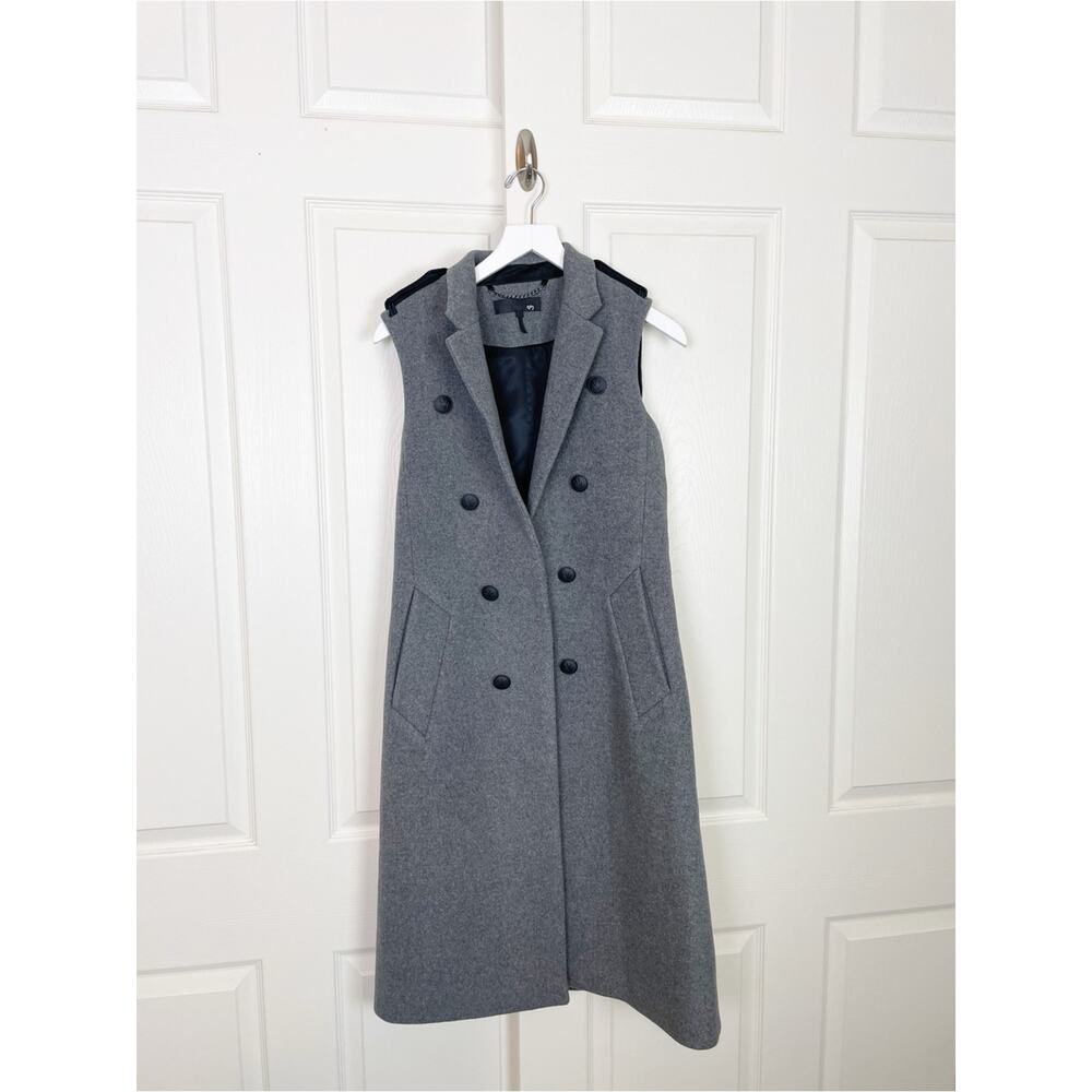 Rag & Bone Ashton Charcoal Gray Longline Wool Blend Vest Military Duster Sz 4 - Picture 2 of 10